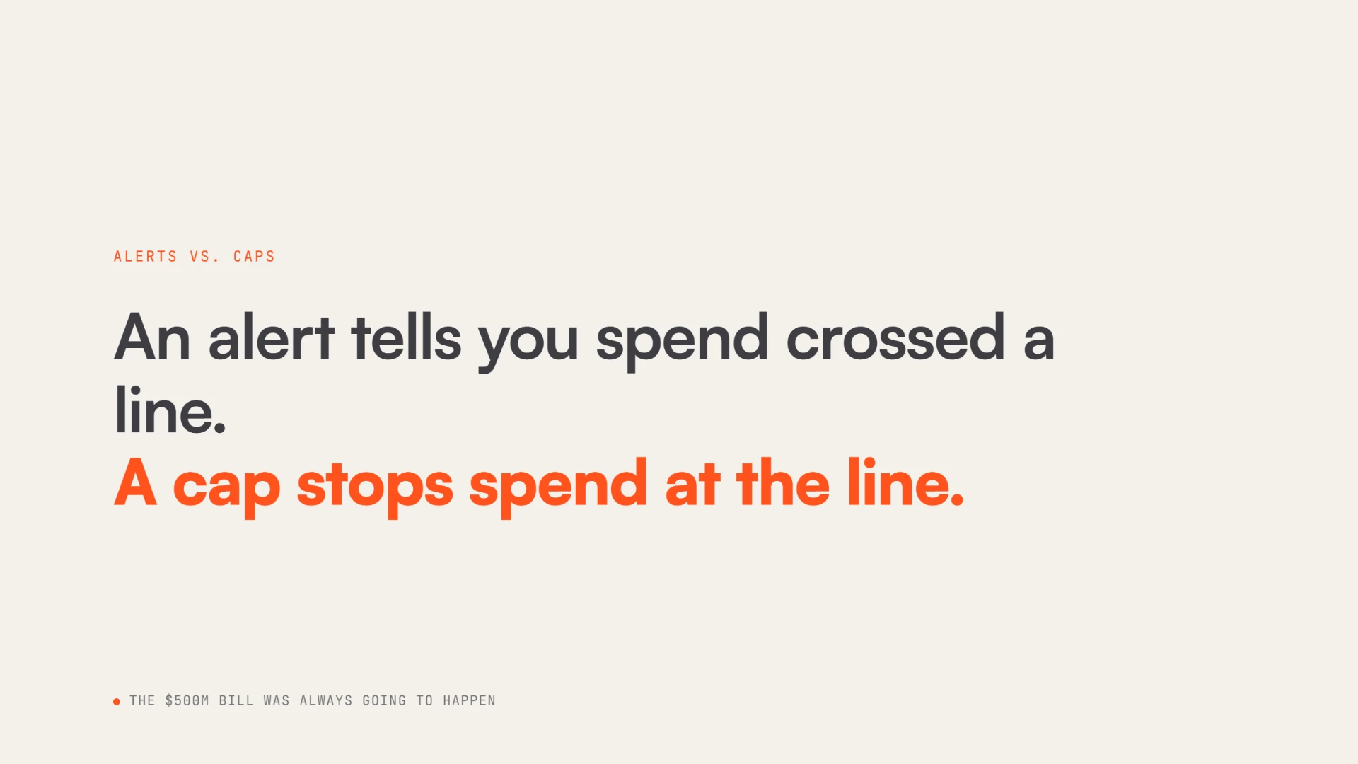 An alert tells you spend crossed a line. A cap stops spend at the line.