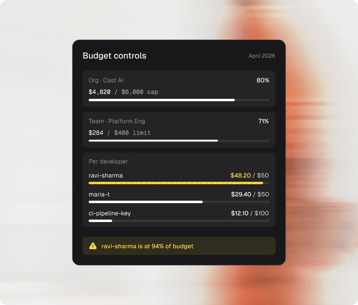 Budget controls dashboard