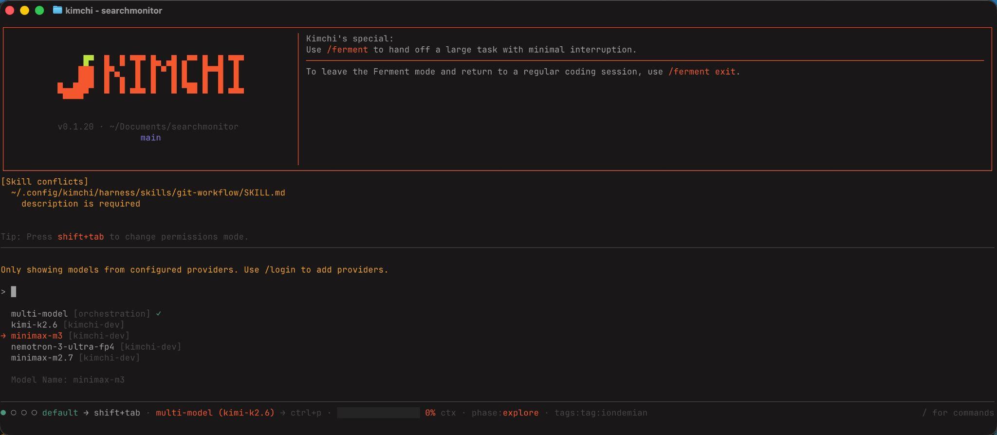 Kimchi Coding CLI showing multi-model orchestration